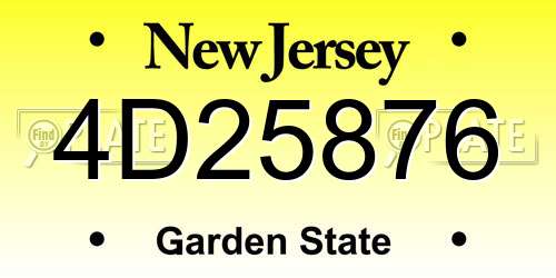 4D25876 New Jersey License Plate