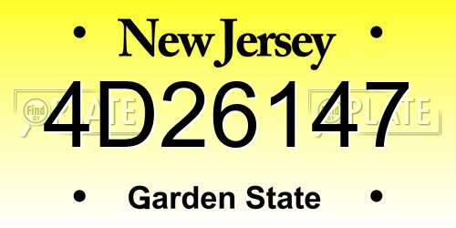 4D26147 New Jersey License Plate