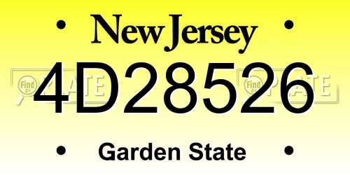 4D28526 New Jersey License Plate
