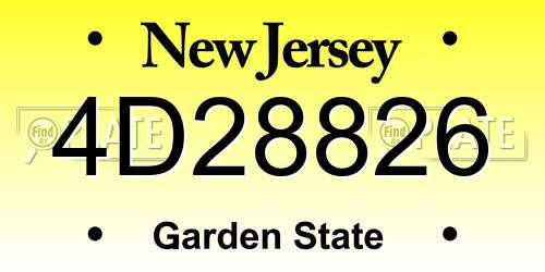 4D28826 New Jersey License Plate