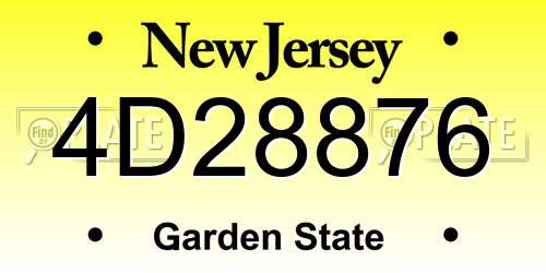 4D28876 New Jersey License Plate