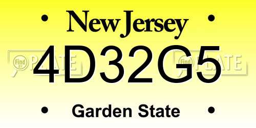 4D32G5 New Jersey License Plate