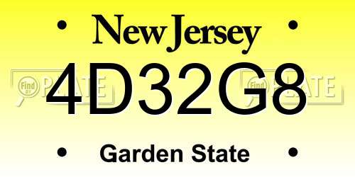 4D32G8 New Jersey License Plate