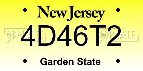 4D46T2 New Jersey License Plate