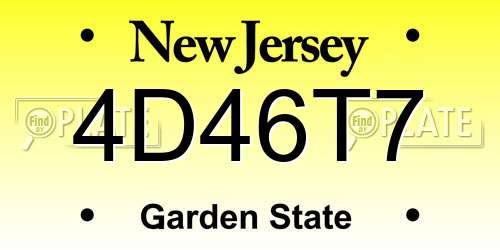 4D46T7 New Jersey License Plate