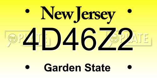 4D46Z2 New Jersey License Plate