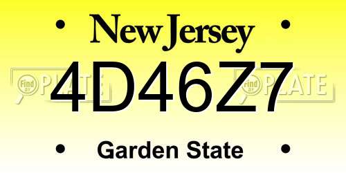 4D46Z7 New Jersey License Plate