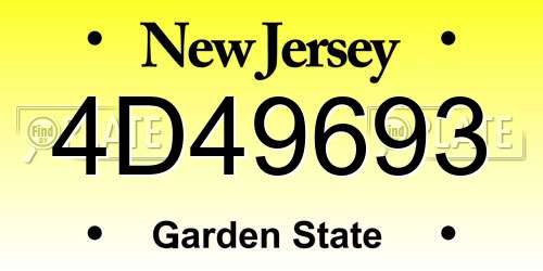 4D49693 New Jersey License Plate