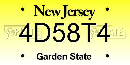 4D58T4 New Jersey License Plate