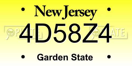4D58Z4 New Jersey License Plate