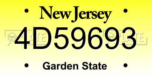 4D59693 New Jersey License Plate