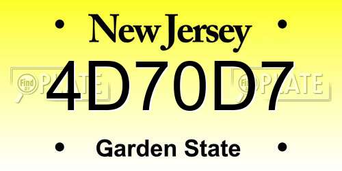 4D70D7 New Jersey License Plate