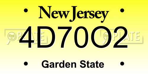 4D70O2 New Jersey License Plate
