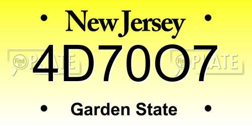 4D70O7 New Jersey License Plate