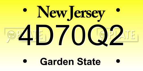 4D70Q2 New Jersey License Plate