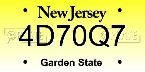 4D70Q7 New Jersey License Plate
