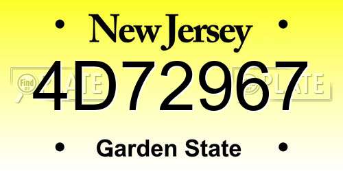 4D72967 New Jersey License Plate