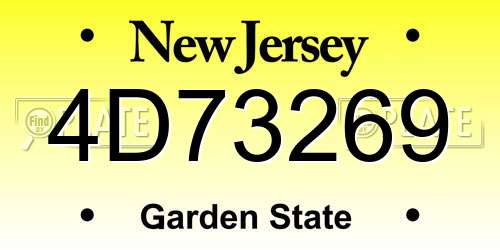 4D73269 New Jersey License Plate