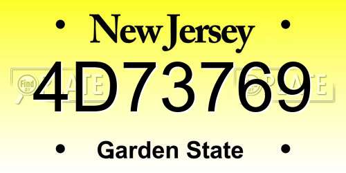 4D73769 New Jersey License Plate