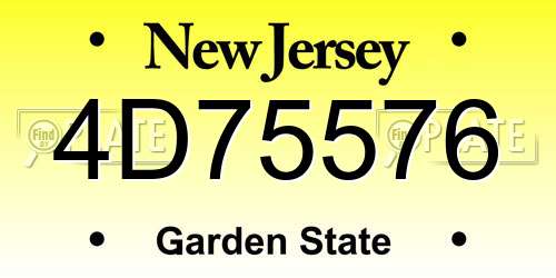 4D75576 New Jersey License Plate