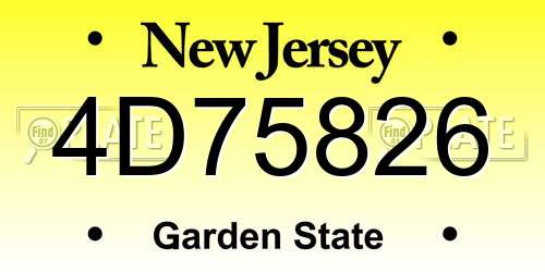 4D75826 New Jersey License Plate