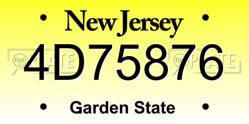 4D75876 New Jersey License Plate