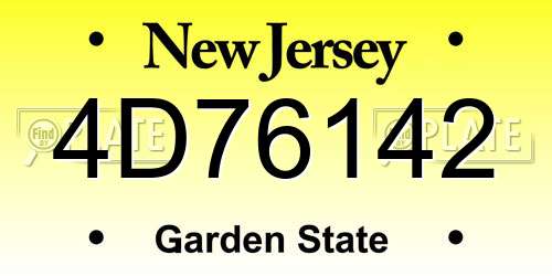 4D76142 New Jersey License Plate