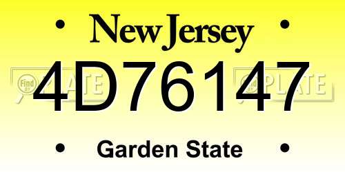 4D76147 New Jersey License Plate