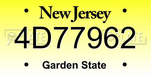 4D77962 New Jersey License Plate
