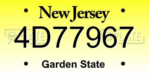 4D77967 New Jersey License Plate