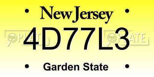 4D77L3 New Jersey License Plate