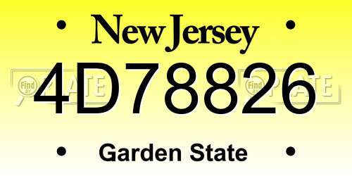4D78826 New Jersey License Plate