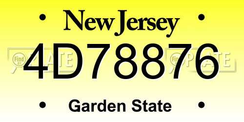 4D78876 New Jersey License Plate