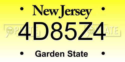 4D85Z4 New Jersey License Plate