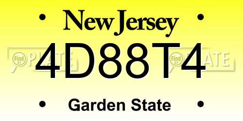 4D88T4 New Jersey License Plate
