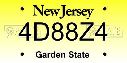 4D88Z4 New Jersey License Plate