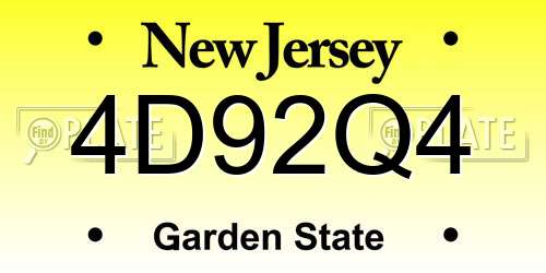 4D92Q4 New Jersey License Plate