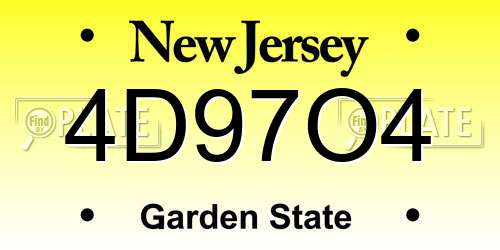 4D97O4 New Jersey License Plate