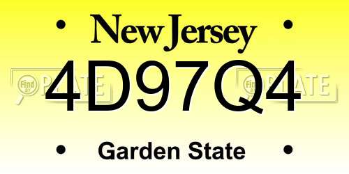 4D97Q4 New Jersey License Plate
