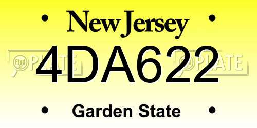 4DA622 New Jersey License Plate