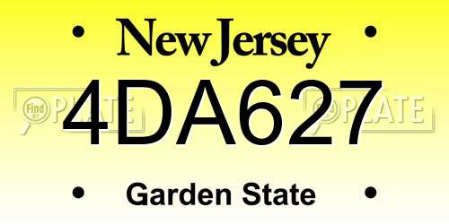 4DA627 New Jersey License Plate