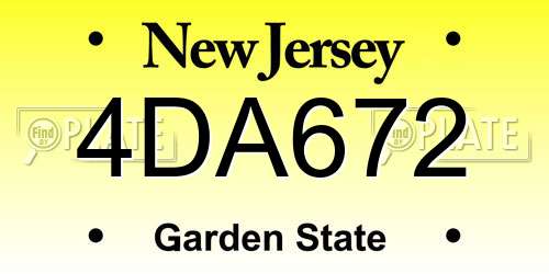 4DA672 New Jersey License Plate