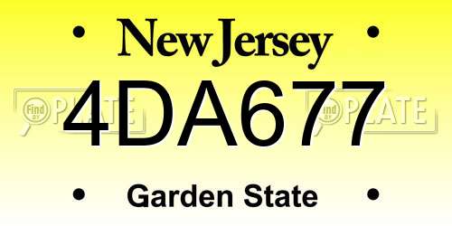 4DA677 New Jersey License Plate