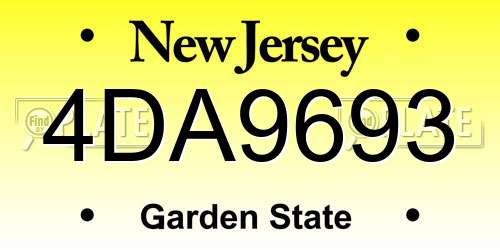 4DA9693 New Jersey License Plate