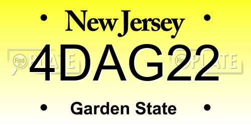 4DAG22 New Jersey License Plate