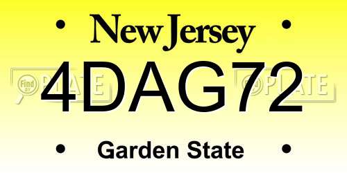 4DAG72 New Jersey License Plate