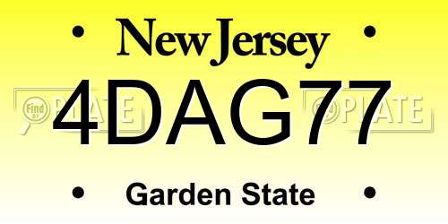 4DAG77 New Jersey License Plate