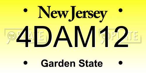 4DAM12 New Jersey License Plate