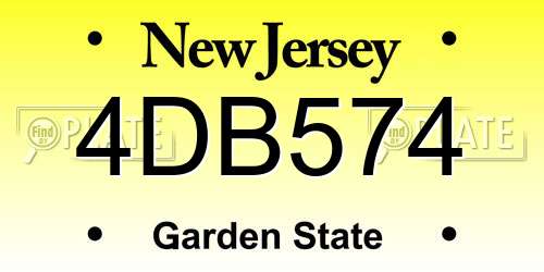 4DB574 New Jersey License Plate