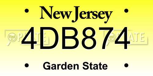4DB874 New Jersey License Plate